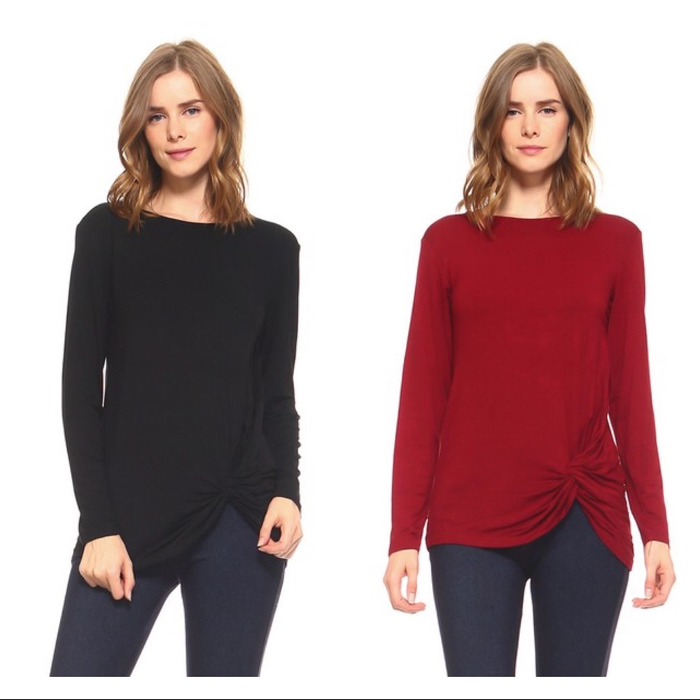 Black Front Wrap Tie Top
